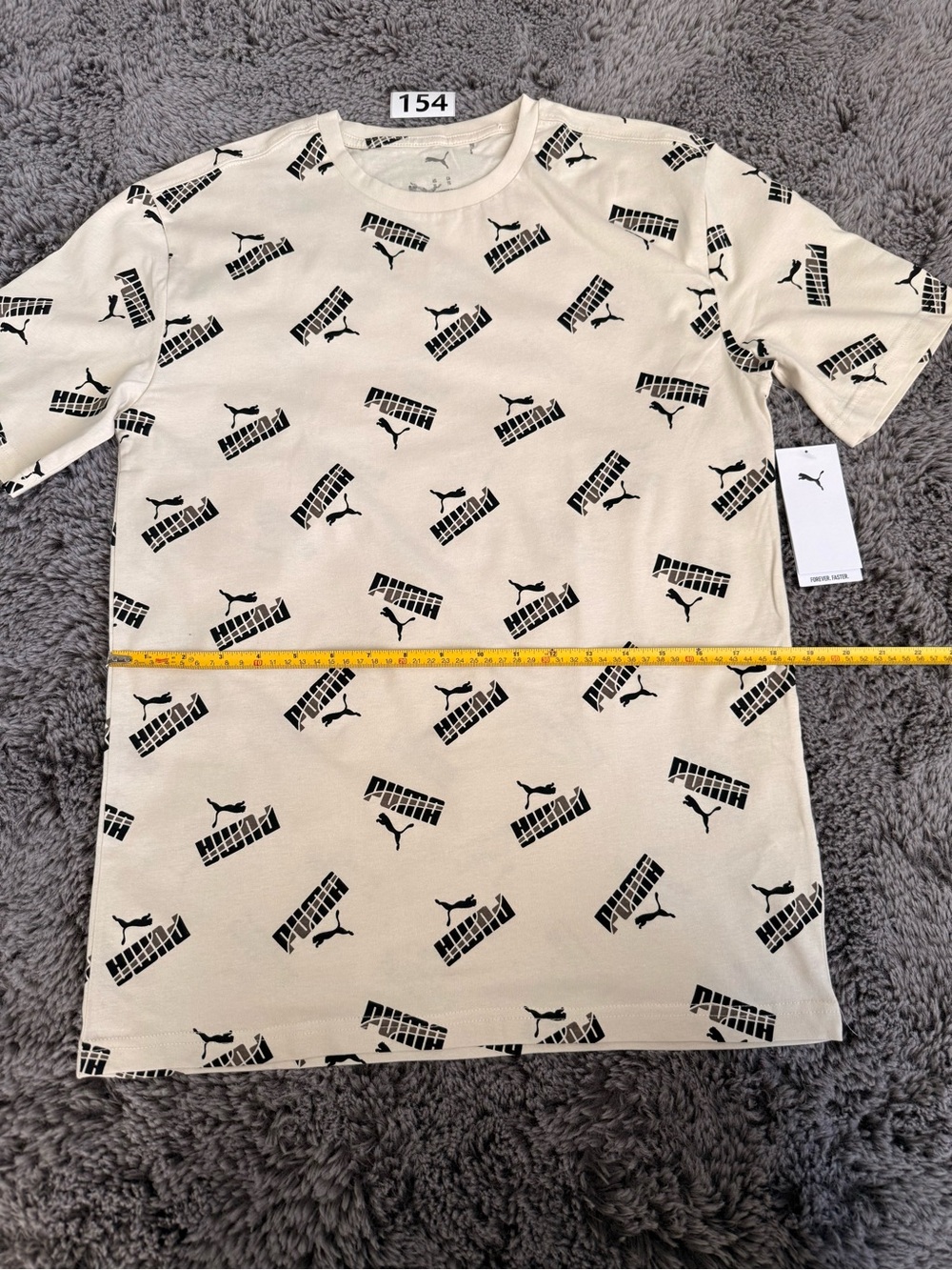 Puma Cream Short-Sleeve Tee with Black Logo Print - Picture 3 of 6